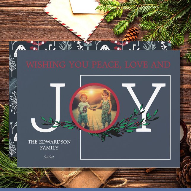 Wishing you Peace Love Joy photo Christmas card (Wishing you peace love and joy photo Christmas card.)