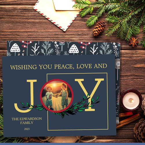 Wishing you Peace Love Joy photo Christmas card