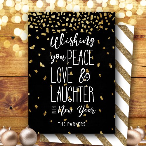 Wishing You Peace Love Laughter In The New Year  Holiday Card