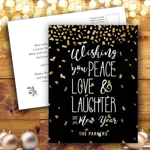 Wishing You Peace Love Laughter In The New Year  Holiday Postcard