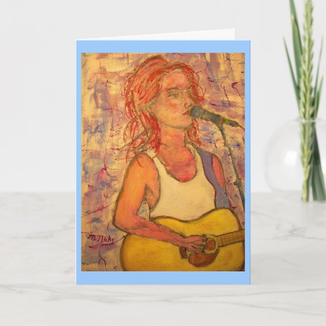 wishing you peace on earth Acoustic Girl Holiday Card (Front)