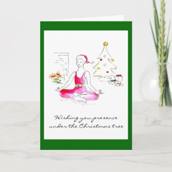 Wishing You Presence Under The Christmas Tree Holiday Card by Double_Entendre at Zazzle