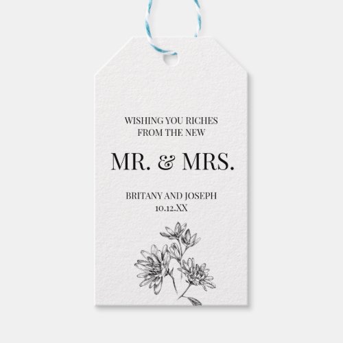 Wishing You Riches Photo Wedding  Gift Tags