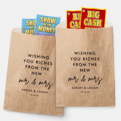 Wishing you Riches Wedding Scratchers Favor Bag