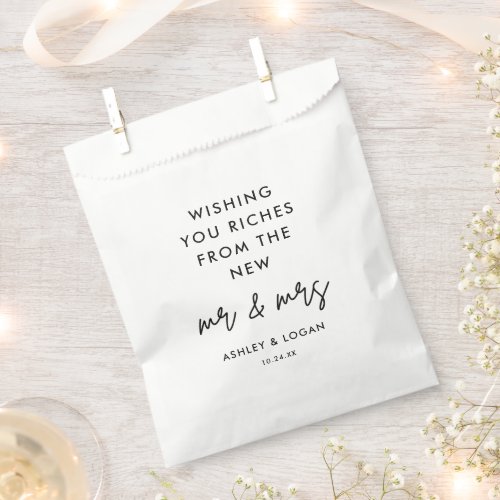 Wishing you Riches Wedding Ticket Favor Bag