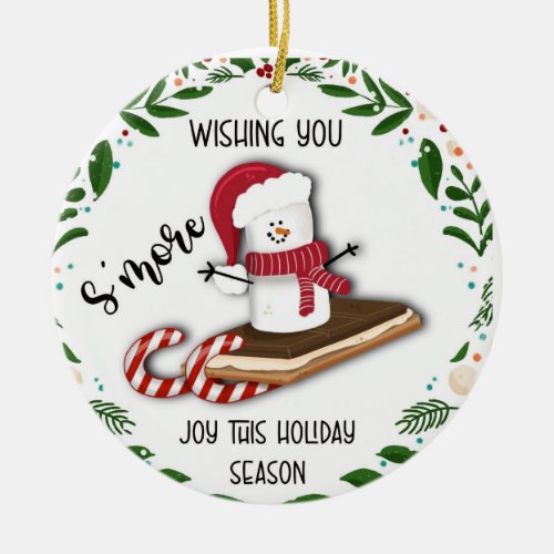wishing you smore joy this holiday season note ca ceramic ornament