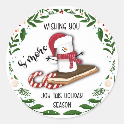 wishing you smore joy this holiday season note ca classic round sticker