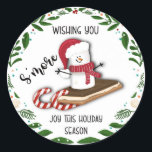 wishing you s'more joy this holiday season note ca classic round sticker<br><div class="desc">Designed by the Arty Apples Limited</div>