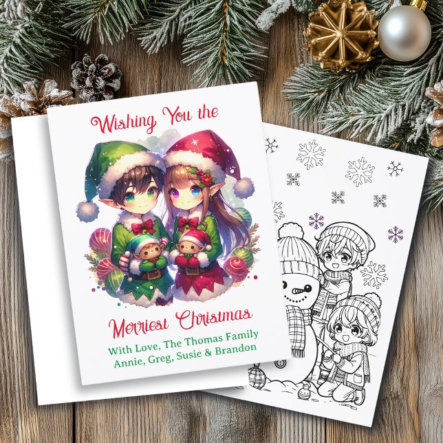 Wishing You the Merriest Christmas Anime Coloring  Postcard (Creator Uploaded)