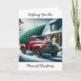 Wishing You the Merriest Christmas Vintage Truck Card