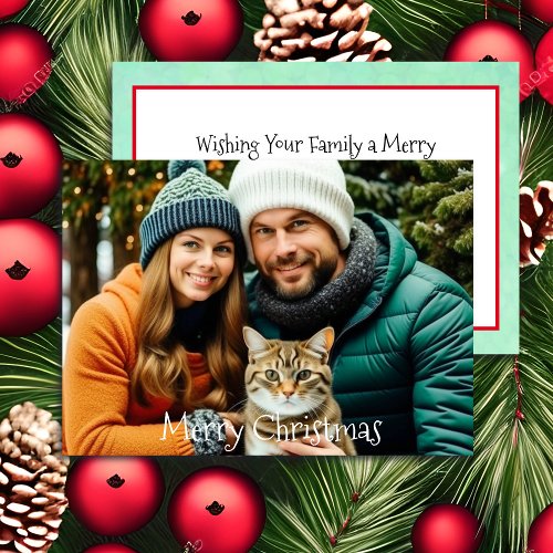 Wishing Your Family  Personalized Photo Christmas Holiday Card