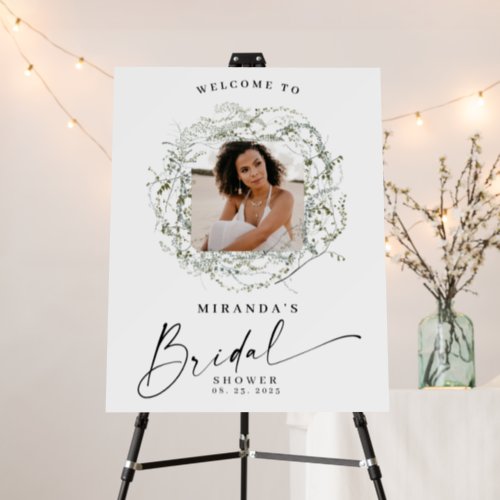 Wisps of Greenery Bridal Shower Photo Welcome Sign
