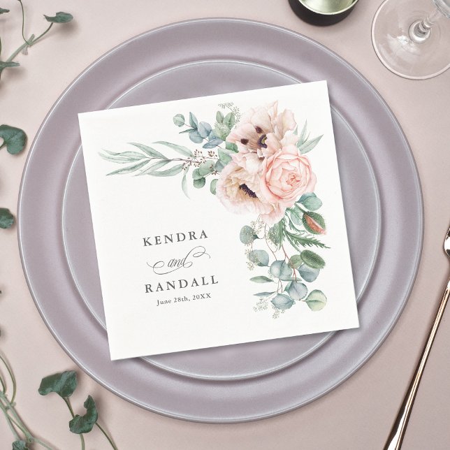 Wispy Beige and Pink Romantic Floral Napkins (Creator Uploaded)
