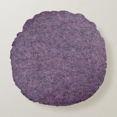 Wispy Black Purple White Faux Shag Texture Round Pillow