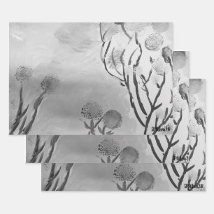 Wispy Black & White Wrapping Paper Sheets