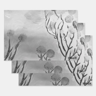 Wispy Black & White Wrapping Paper Sheets