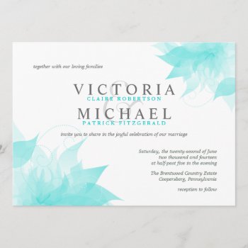 Wispy Blue Floral Wedding Invitations by deluxebridal at Zazzle