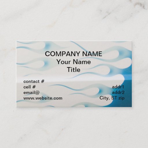 Customizable wispy blue hotrod flames business cards