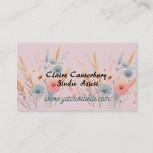 Wispy Boho Flowers and Grasses Business Card
