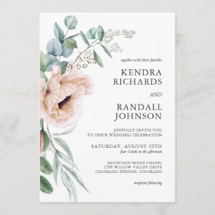Personalised Wedding Invitations Matching Envelopes Poppies F014 