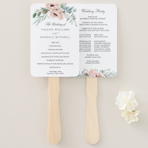 Wispy Boho Watercolor Poppies Wedding Program Hand Fan