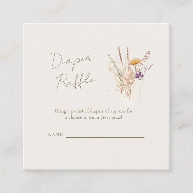 Wispy Botanical Cream Diaper Raffle Card (Front)