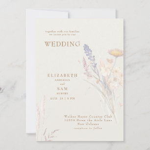 Wispy Botanical Floral Cream Together with Wedding Invitation