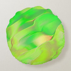 Wispy carved in aged vivid green? round pillow