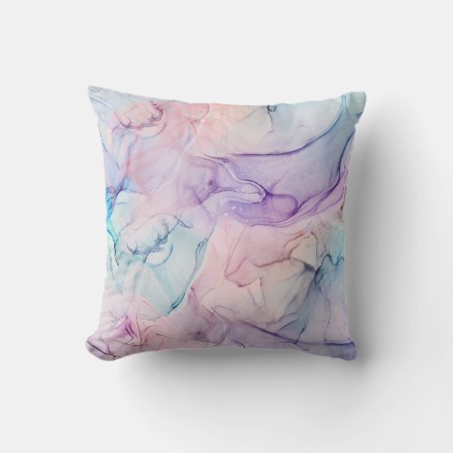 Wispy Ethereal Pastel Watercolor Inky Fantasy Glam Throw Pillow