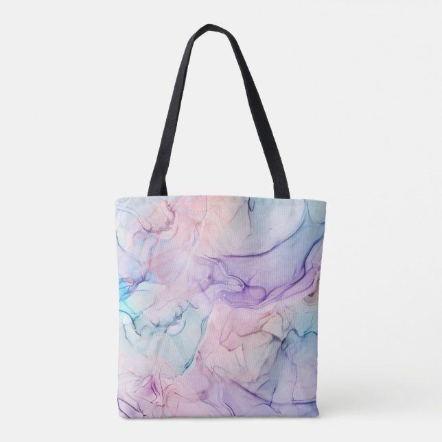 Wispy Ethereal Pastel Watercolor Inky Fantasy Glam Tote Bag (Back)