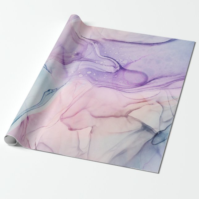 Wispy Ethereal Pastel Watercolor Inky Fantasy Glam Wrapping Paper (Unrolled)