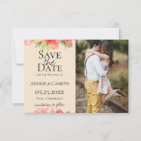 Wispy Floral Photo Save The Date Announcement