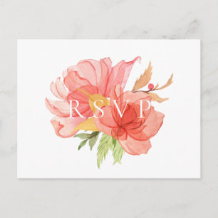 Wispy Floral Wedding RSVP Song Request Invitation Postcard