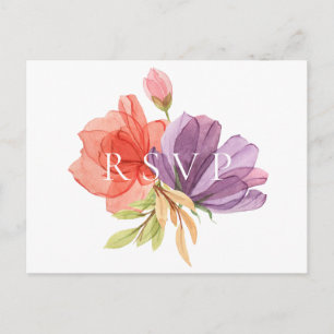 Wispy Floral Wedding RSVP Song Request Invitation Postcard