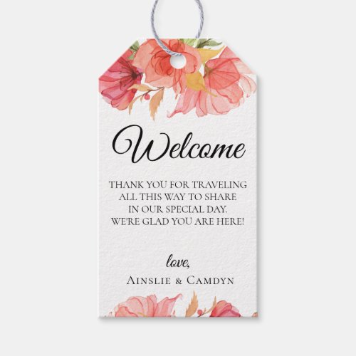 Wispy Floral Wedding Welcome Bag Gift Tags