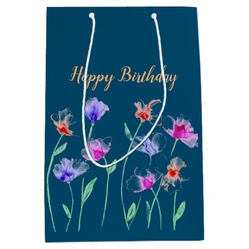 Wispy Flowers on Teal Gift Bag