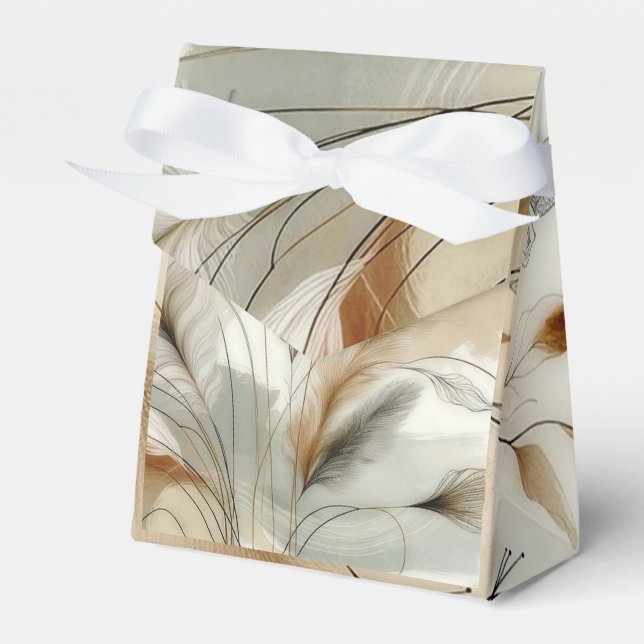 Wispy Greenery Modern Botanical Boho Wedding Favor Boxes (Front Side)