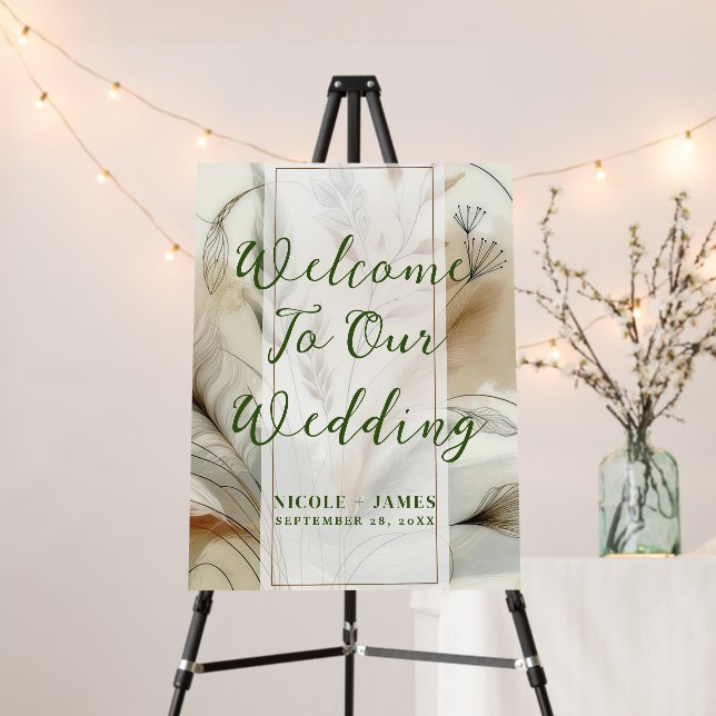 Wispy Greenery Modern Botanical Boho Wedding Foam Board (In Situ (Stand))
