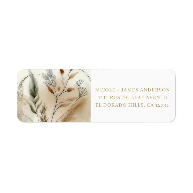 Wispy Greenery Modern Botanical Boho Wedding Label (Front)