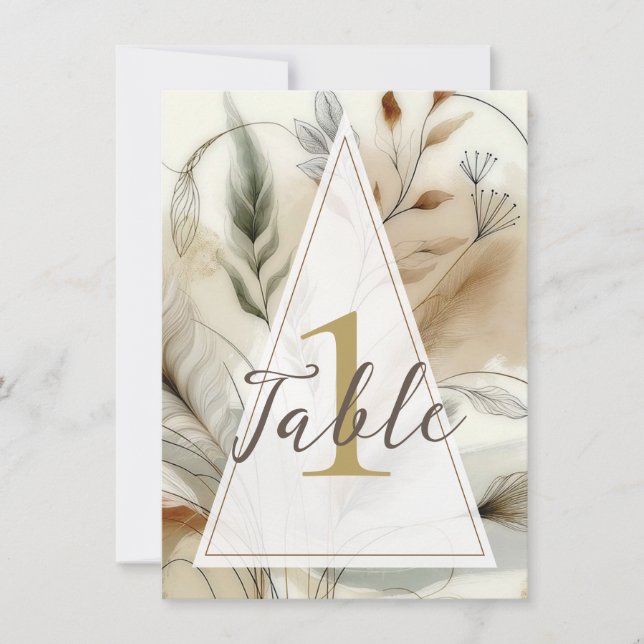 Wispy Greenery Modern Botanical Boho Wedding Table Invitation (Front)