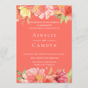 Wispy Painted Floral Wedding Invitation