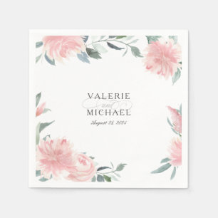 Wispy Pink Floral Botanical Wedding Napkins