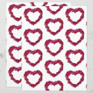 Wispy Pink Red Purple Hearts Scrapbook Paper