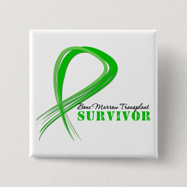 Wispy Ribbon - Bone Marrow Transplant Survivor Button (Front)