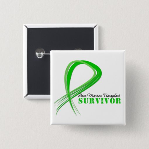 Wispy Ribbon - Bone Marrow Transplant Survivor Button | Zazzle