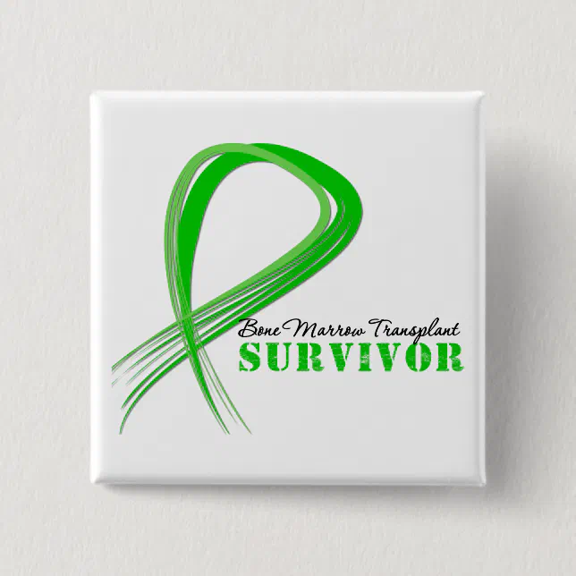 Wispy Ribbon - Bone Marrow Transplant Survivor Button | Zazzle