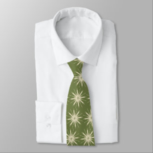 Wispy Snowflake Foulard OLive Two-sided Neck Tie