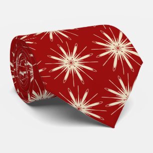 Wispy Snowflake Foulard Red Two-sided Neck Tie
