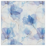 Wispy Translucent Blue Flowers Fabric
