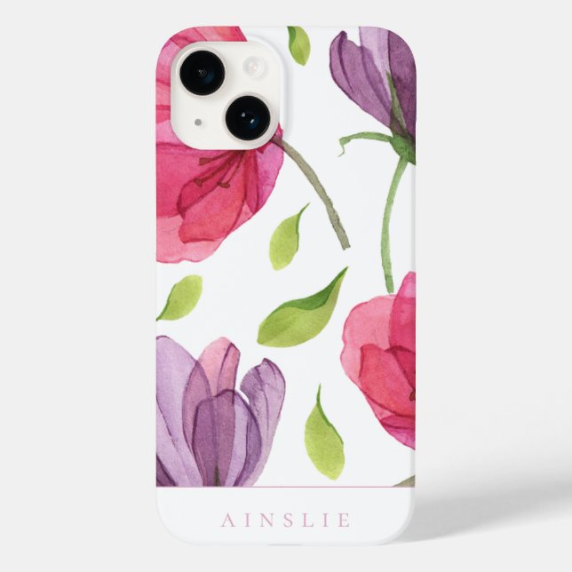 Wispy Violet Floral Pattern Case-Mate iPhone Case (Back)